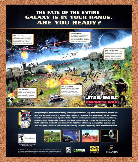 2006 Star Wars Empire At War PC Original Advertisement / Retro Promo v2