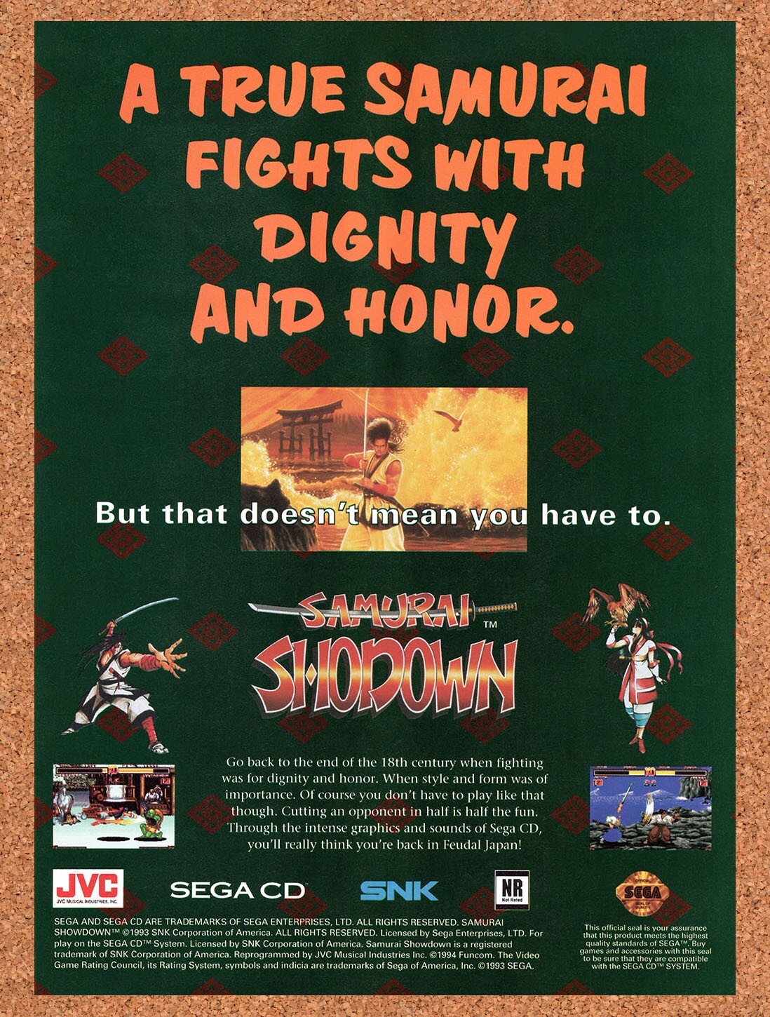 1995 Samurai Shodown Genesis Original Advertisement / Retro Wall Art v1