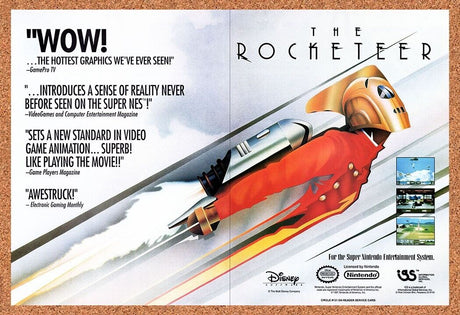 1992 The Rocketeer SNES Original Advertisement / Retro Wall Art v1
