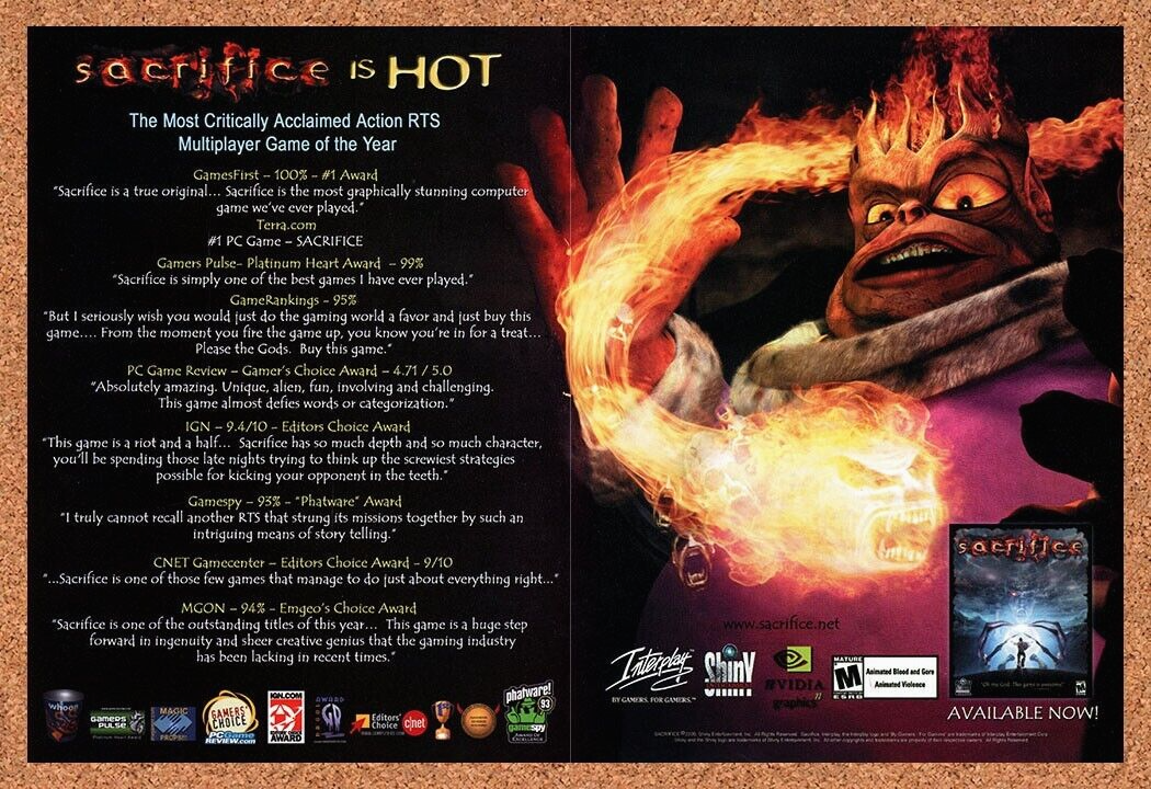Sacrifice PC Original 2003 Ad Authentic Fantasy RTS Video Game Promo v3