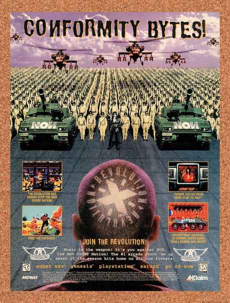 1996 Revolution X SNES Original Advertisement / Retro Wall Art v1