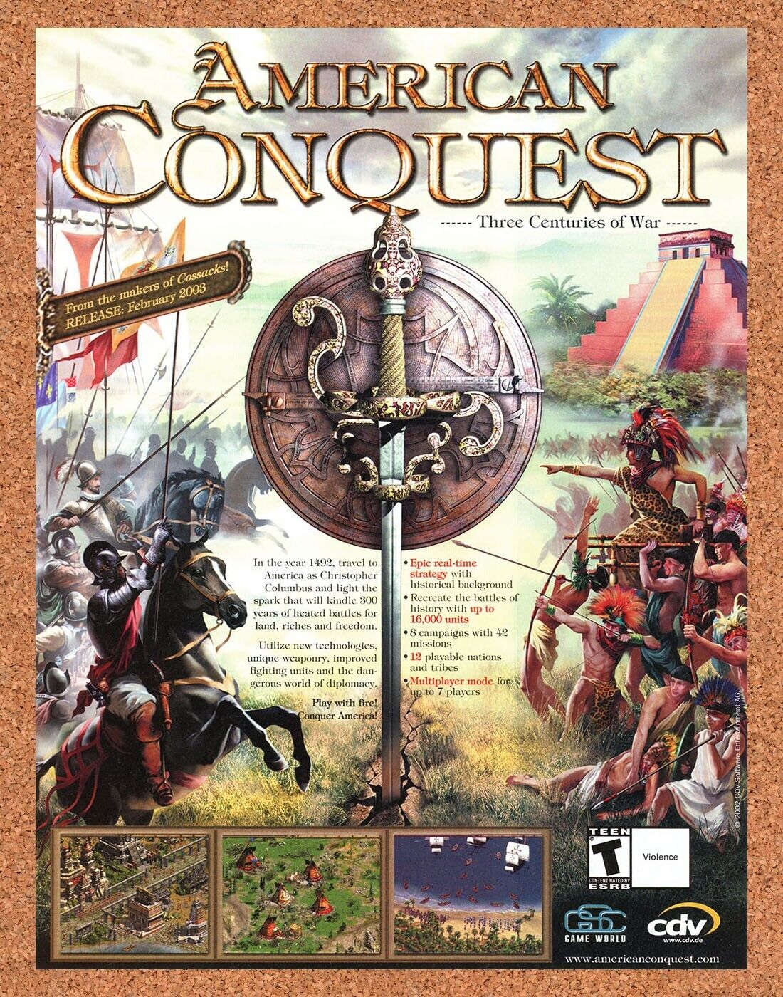 American Conquest PC Original 2005 Ad Authentic Historical RTS Video Game Promo