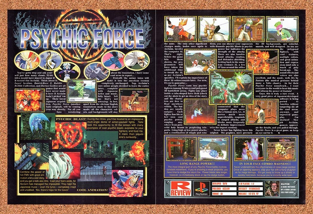 1997 Psychic Force PS1 Original Advertisement / Retro Promo vr1