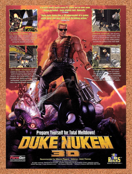 1996 Duke Nukem 3D PC Original Advertisement / Retro Promo v2
