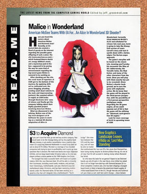 1999 American McGee's Alice Announcement Original Advertisement / Promo vr3
