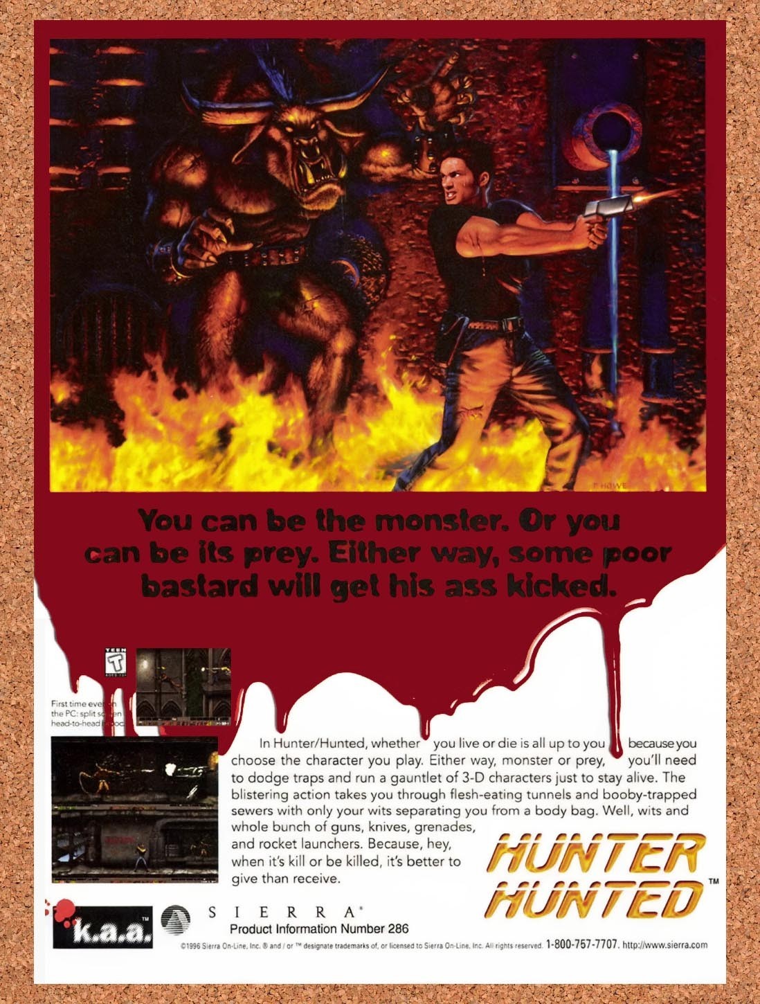 1996 Hunter Hunted PC Original Advertisement / Retro Promo v1