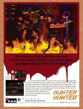 1996 Hunter Hunted PC Original Advertisement / Retro Promo v1