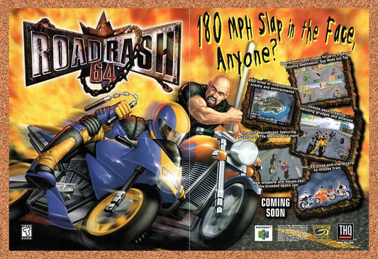 1998 Road Rash 64 N64 Original Advertisement / Retro Wall Art v1