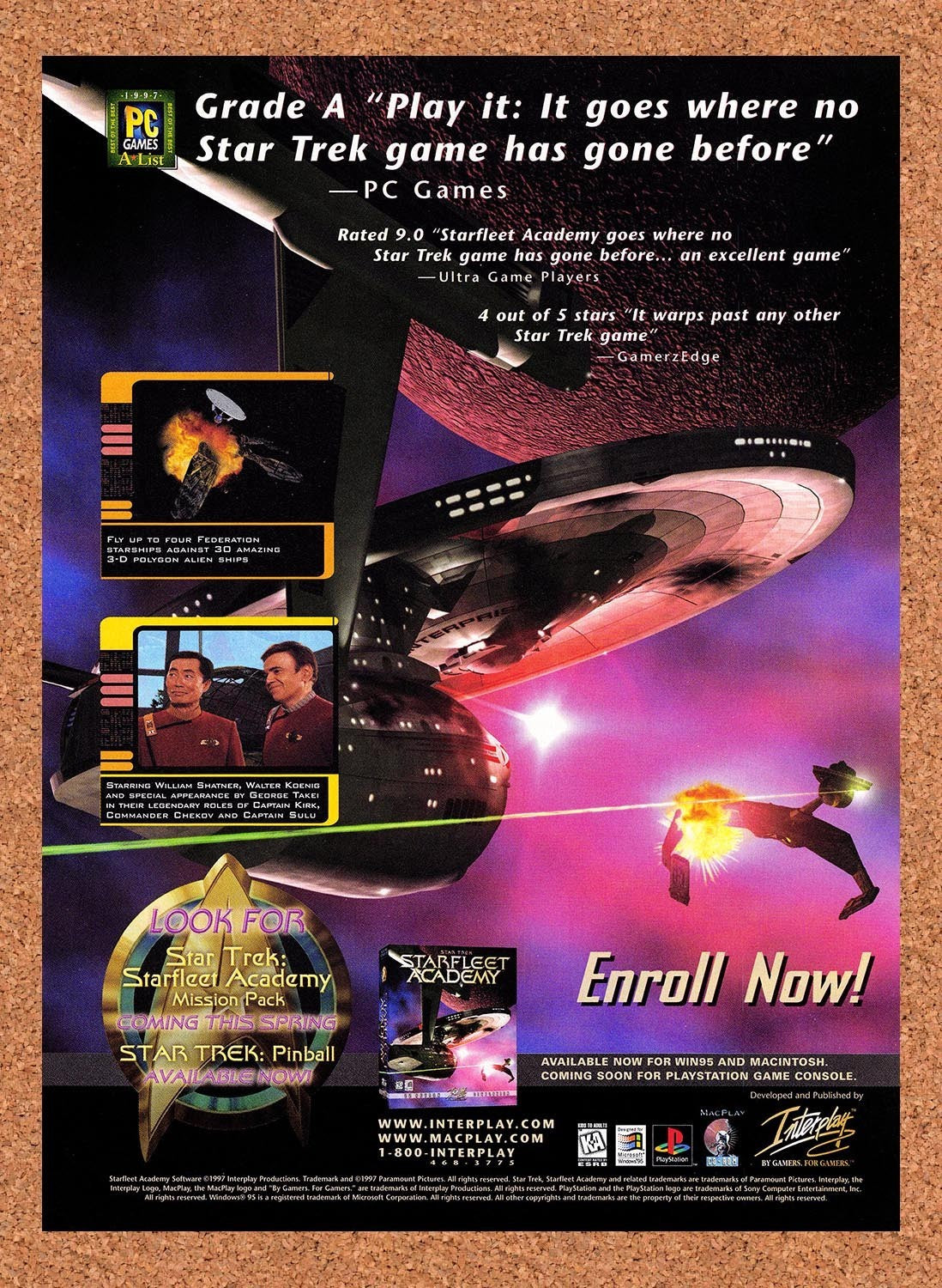 1998 Star Trek Starfleet Academy PC Original Advertisement / Retro Promo v4