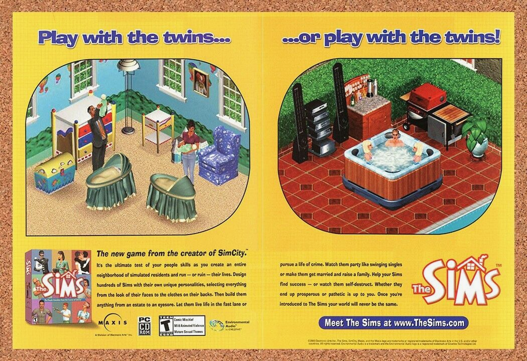 Sims PC Original 2001 Ad Authentic Funny Witty Video Game Promo v3