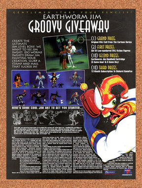 1995 Earthworm Jim Groovy Giveaway Sweepstakes Original Advertisement / Promo v1