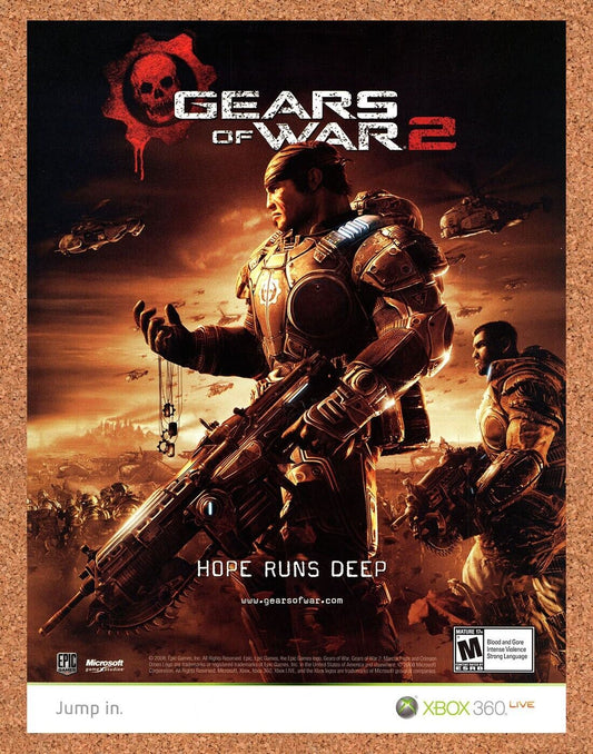 Gears Of War 2 Xbox 360 Original 2009 Vintage Ad - Video Game Promo