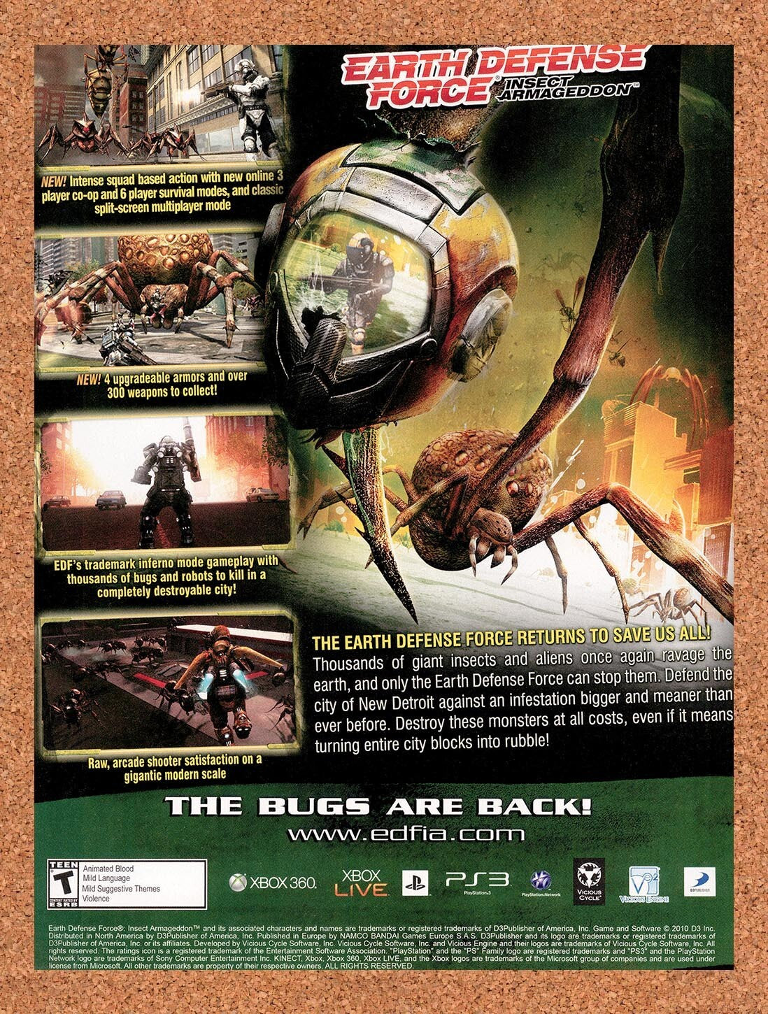 2011 Earth Defense Force Insect Armageddon Xbox 360 Original Ad v1