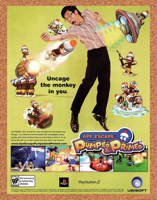 Ape Escape Pumped & Primed PS2 Original 2003 Vintage Ad - Video Game Promo