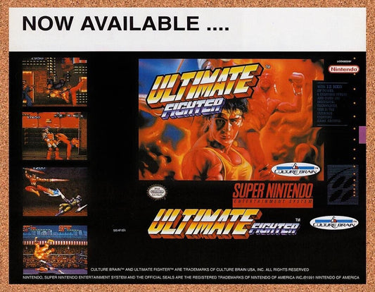 1993 Ultimate Fighter SNES Original Advertisement / Retro Wall Art v2