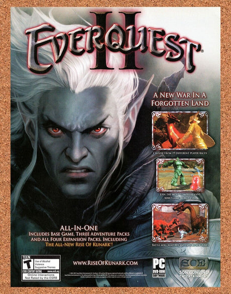 EverQuest II PC Original 2007 Vintage Ad - Dark Elf Video Game Promo