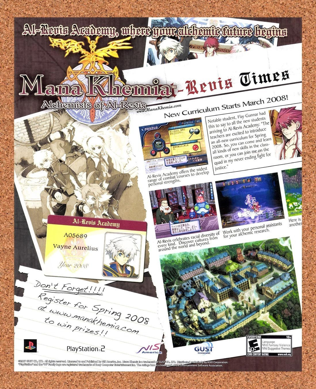 2008 Mana Khemia Alchemists Of Al-Revis PS2 Original Advert / Retro Promo v1