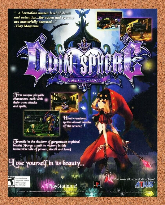 Odin Sphere PS2 Original 2007 Ad Authentic PlayStation Video Game Promo