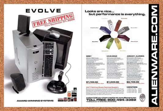 2000 Alienware  Area-51 Aurora Original Advertisement / Retro Wall Art v27
