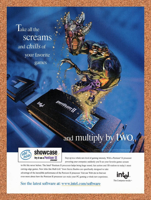 1997 Half-Life 1 Intel Pentium II Processor Original Ad / Retro Wall Art v12