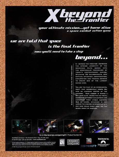 2000 X Beyond The Frontier PC Original Advertisement / Retro Wall Art v1