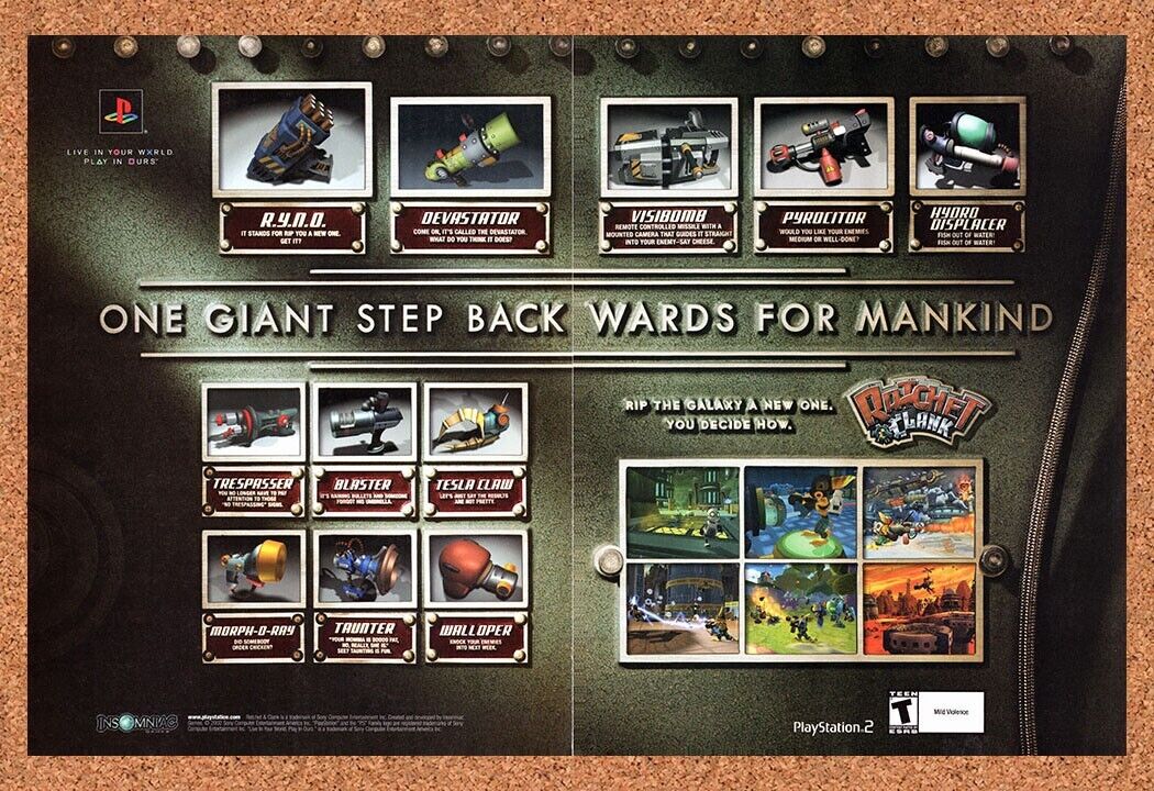 Ratchet & Clank PS2 Original 2002 Vintage Ad - Video Game Art Promo