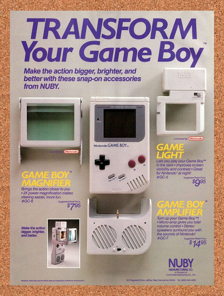 1991 Nuby Game Boy Accessories Original Advertisement / Retro Wall Art v1