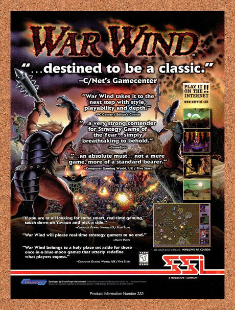 War Wind PC Original 1997 Ad Authentic RTS Strategy SSI Video Game Promo
