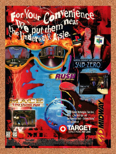 1997 Midway N64 PS1 Games At Target Original Advertisement / Retro Wall Art v2