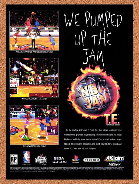 1995 NBA Jam TE Saturn Original Advertisement / Retro Promo v6