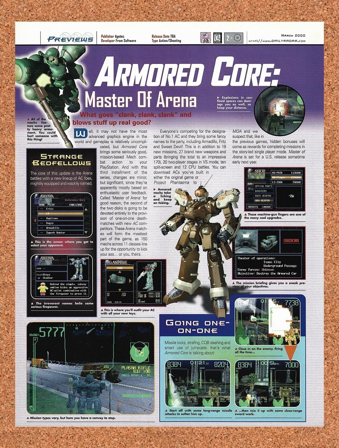 2000 Armored Core Master Of Arena PS1 Original Advertisement / Retro Promo vr1