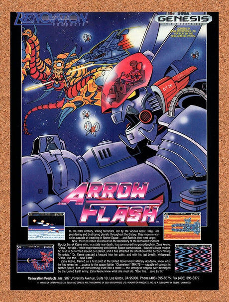 1991 Arrow Flash Genesis Original Advertisement / Retro Wall Art v1