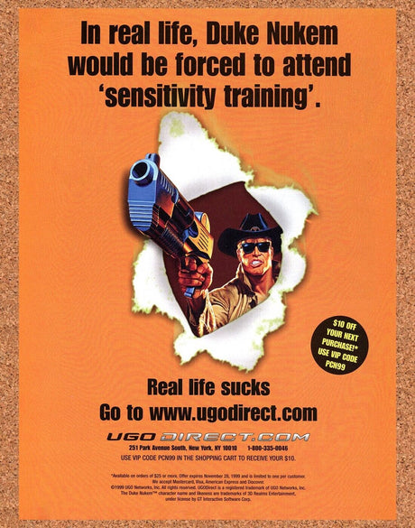 Duke Nukem PC Original 1999 Ad Authentic UGO Direct Retro Video Game Promo