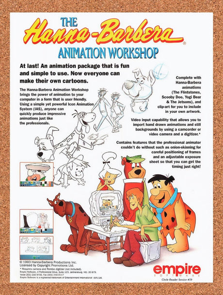 1994 Hanna-Barbera Animation Workshop PC Original Advertisement / Retro Promo v1