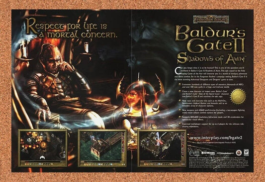 Baldur's Gate II Shadows Of Amn PC Original 2001 Ad Authentic Game Promo v3