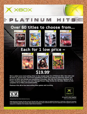 2005 Microsoft Xbox Games Platinum Hits Original Advertisement / Retro Promo v6