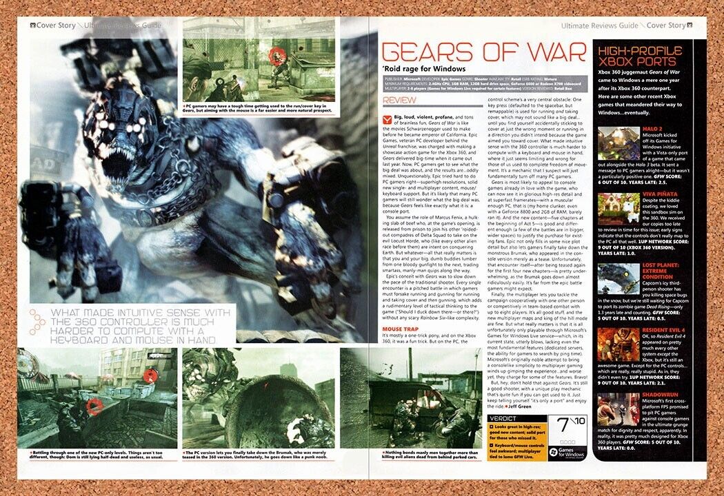 Gears Of War PC Original 2007 Vintage Ad - Video Game Review Art Promo