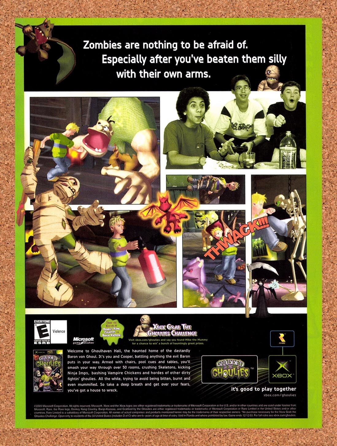 2003 Grabbed By The Ghoulies Xbox Original Advertisement / Retro Wall Art v1
