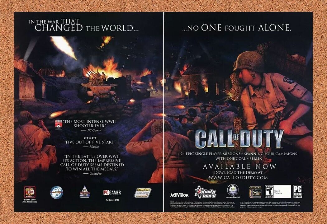 Call Of Duty PC Original 2005 Ad Authentic Windows WW2 Video Game Promo Art
