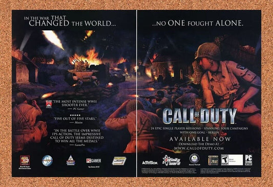 Call Of Duty PC Original 2005 Ad Authentic Windows WW2 Video Game Promo Art