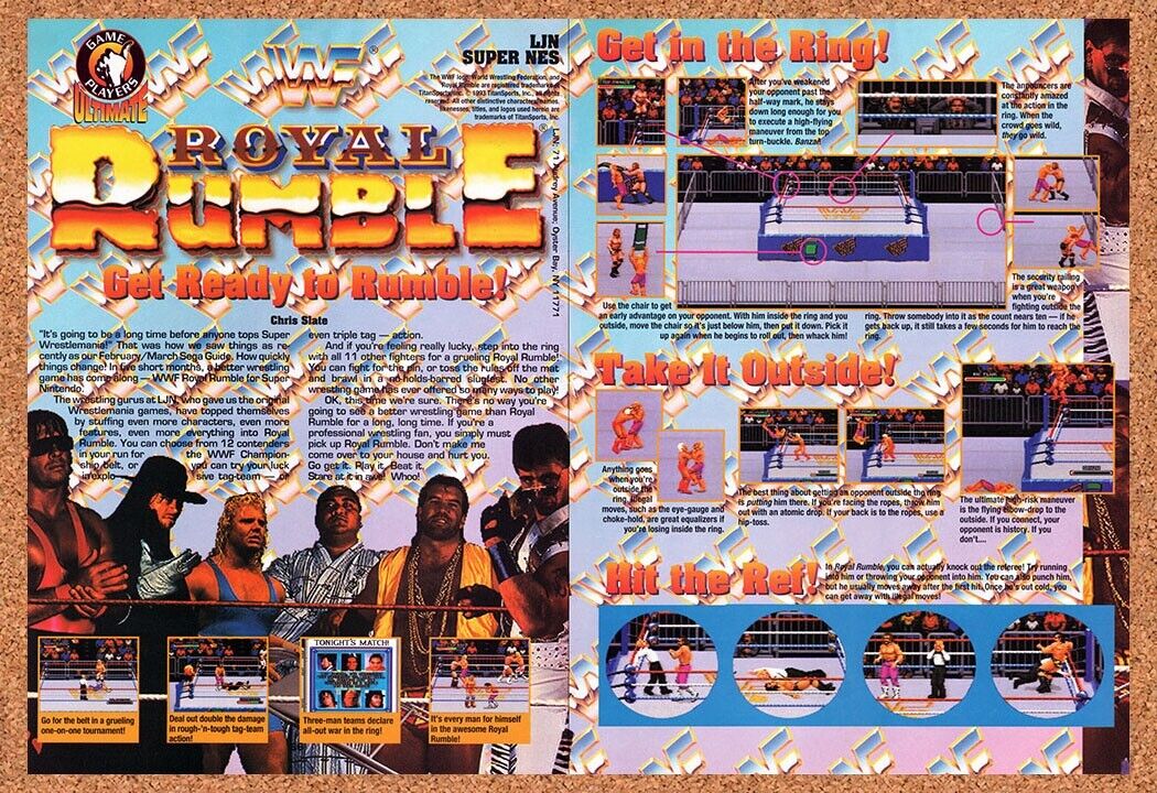 1992 WWF Royal Rumble SNES Original Advertisement / Retro Wall Art v3