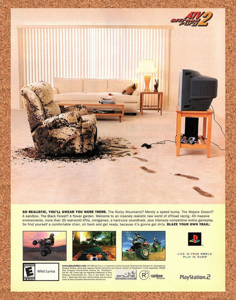 Original 2004 ATV OffRoad Fury 2 PS2 Ad Authentic Funny Video Game Art Promo