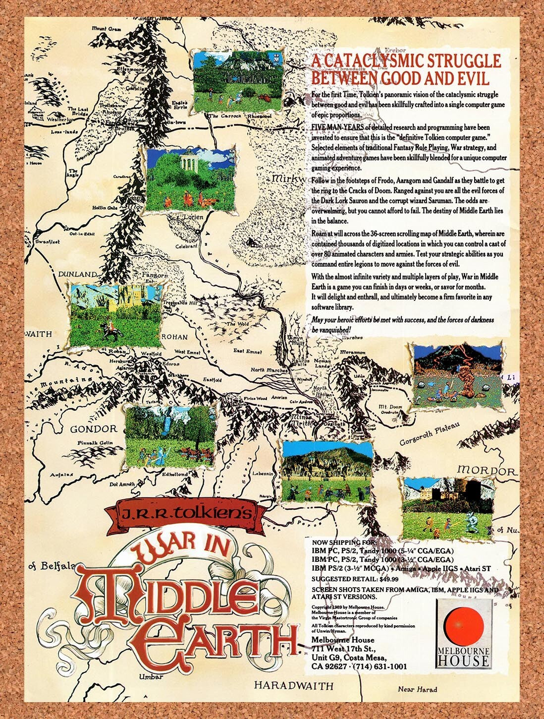 1989 War In Middle-Earth IBM Original Advertisement / Retro Wall Art v1