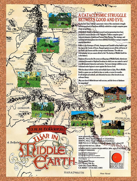 1989 War In Middle-Earth IBM Original Advertisement / Retro Wall Art v1