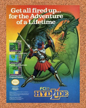 Hydlide NES Original 1989 Ad Authentic Nintendo Retro RPG Video Game Promo