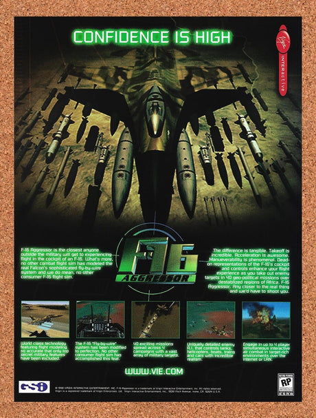 1998 F-16 Aggressor PC Original Advertisement / Retro Promo v1