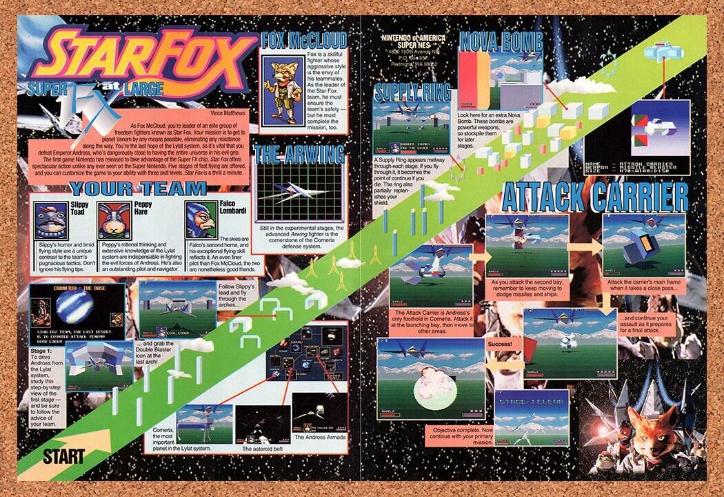 1992 Star Fox SNES Original Advertisement / Retro Wall Art v1