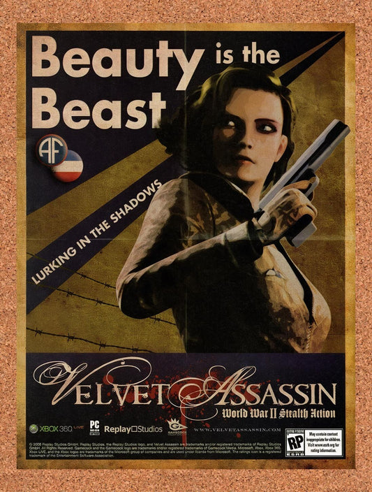 2007 Velvet Assassin World War II Stealth Action Xbox 360 Original Ad v2