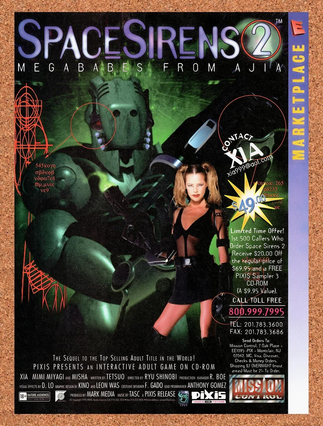 1995 Space Sirens 2 Megababes From Ajia Erotic CD-ROM Original Ad / Promo v3