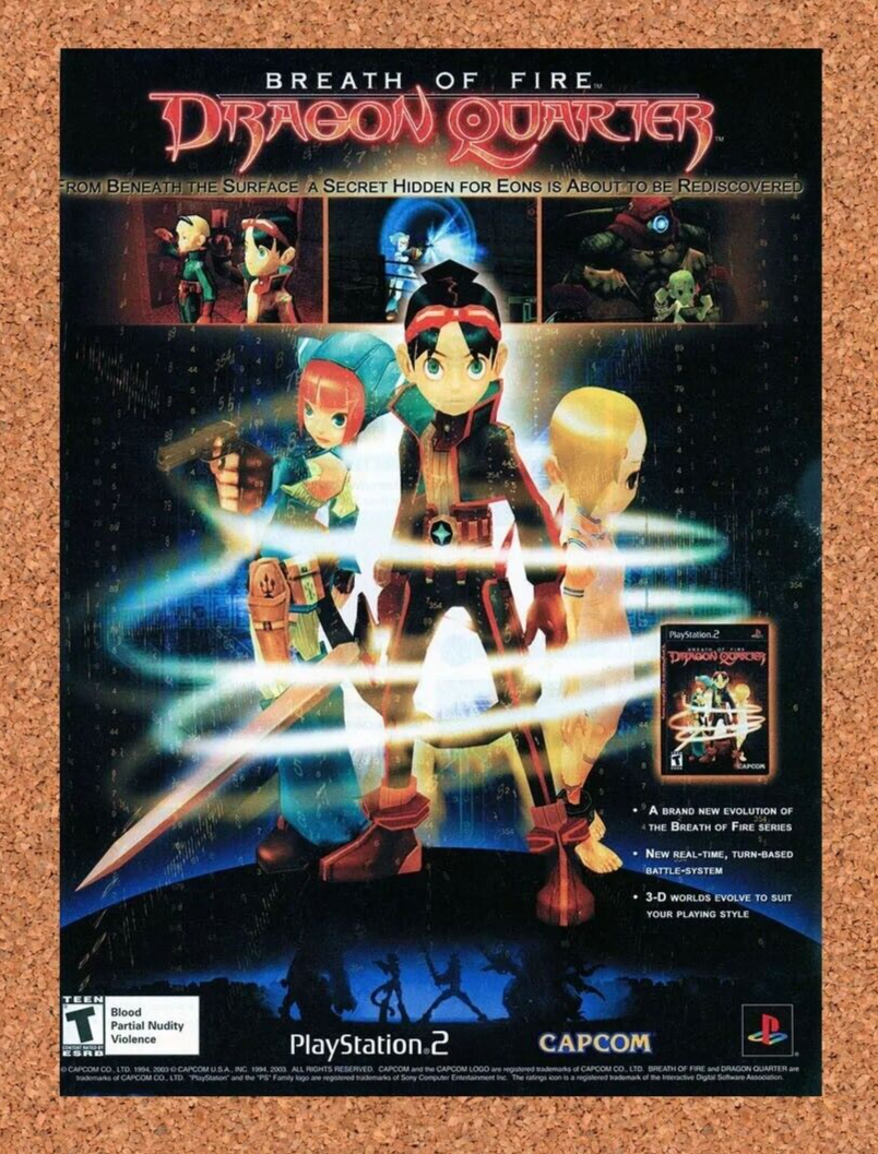 Breath of Fire Dragon Quarter PS2 Original 2003 Ad Authentic Video Game Promo